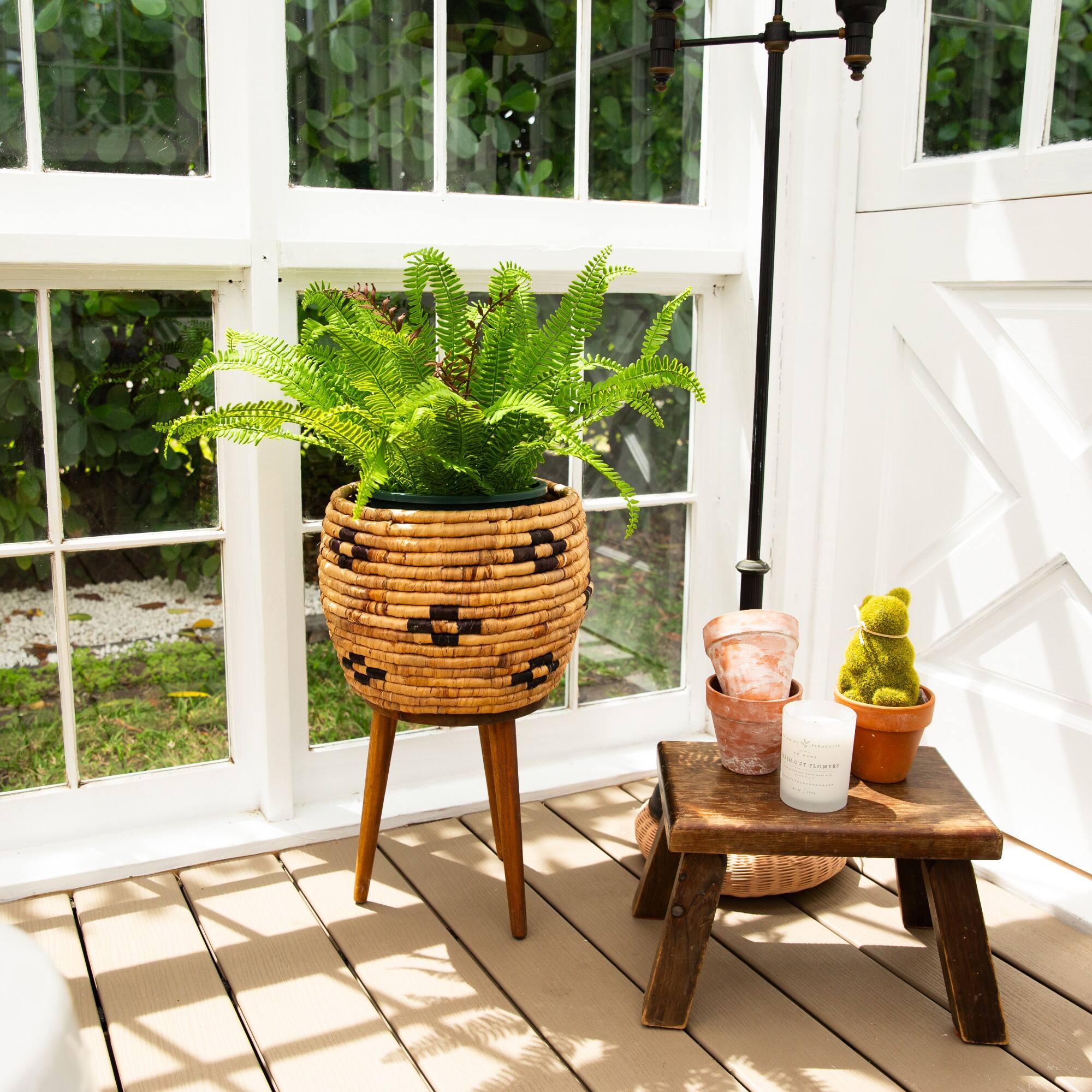 23in. UV Resistant Artificial Boston Fern Plant with Real Touch Leaves (Indoor/Outdoor)